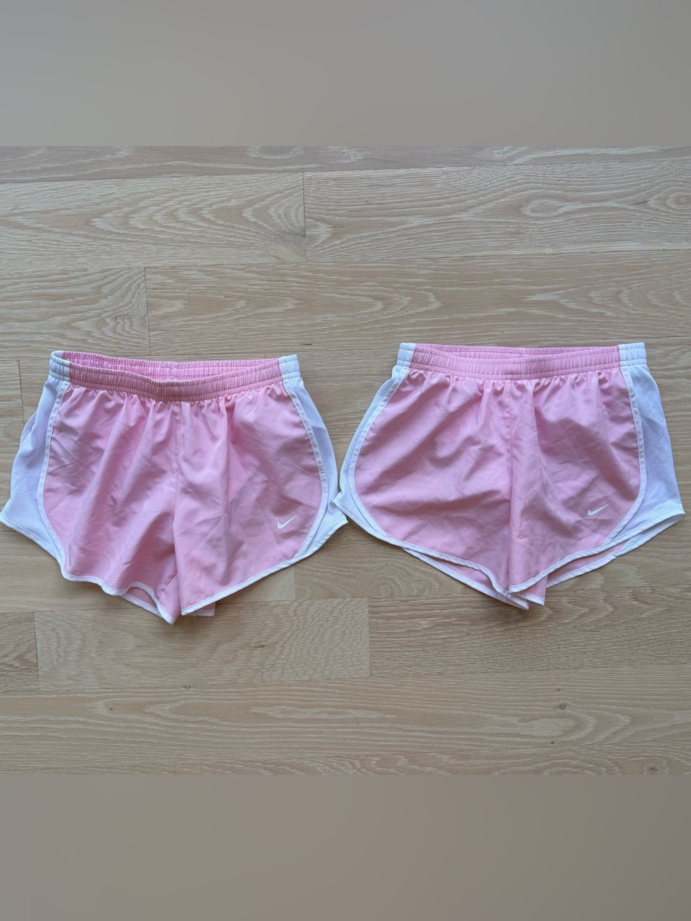2 pair new Nike Pink Big Girls Tempo Shorts with White Trim unworn